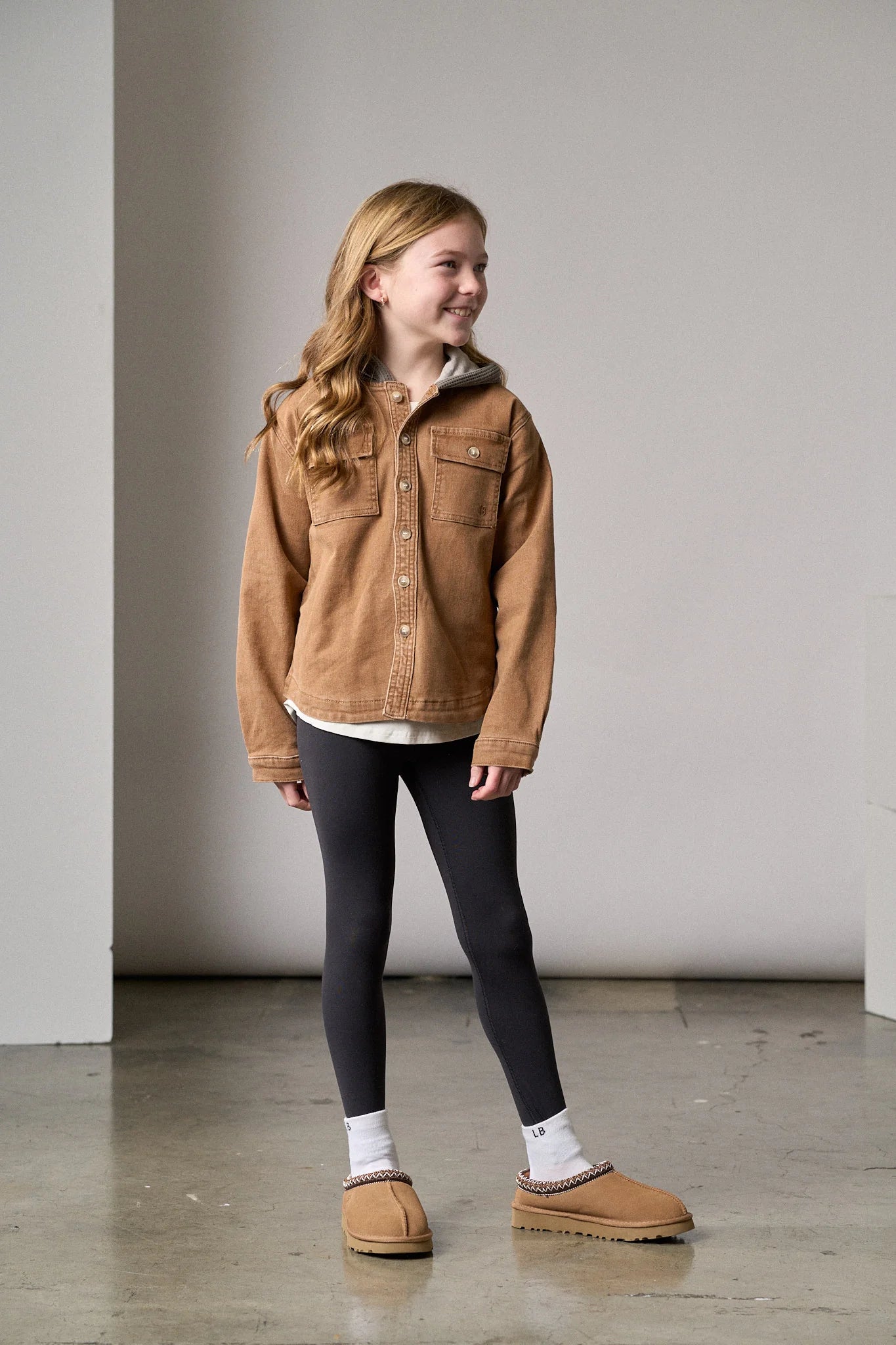 Hooded Denim Shacket - Camel