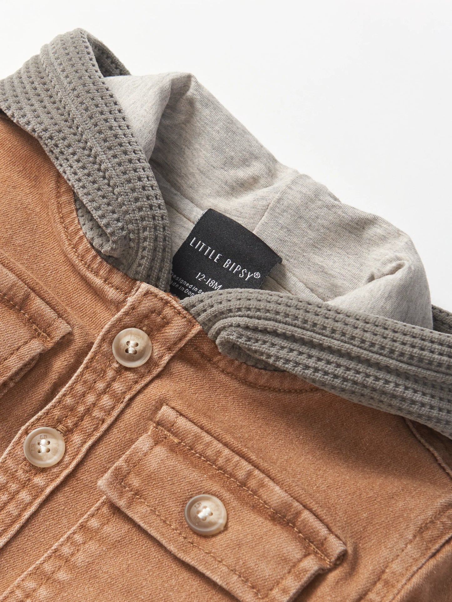 Hooded Denim Shacket - Camel