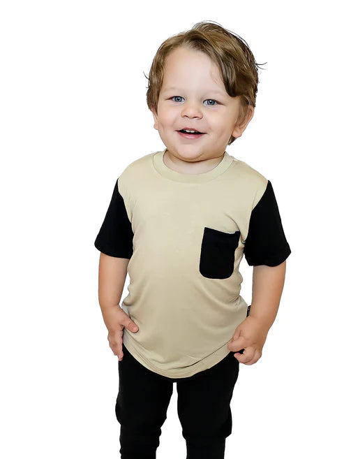 Pocket Tee - Sand Color Block