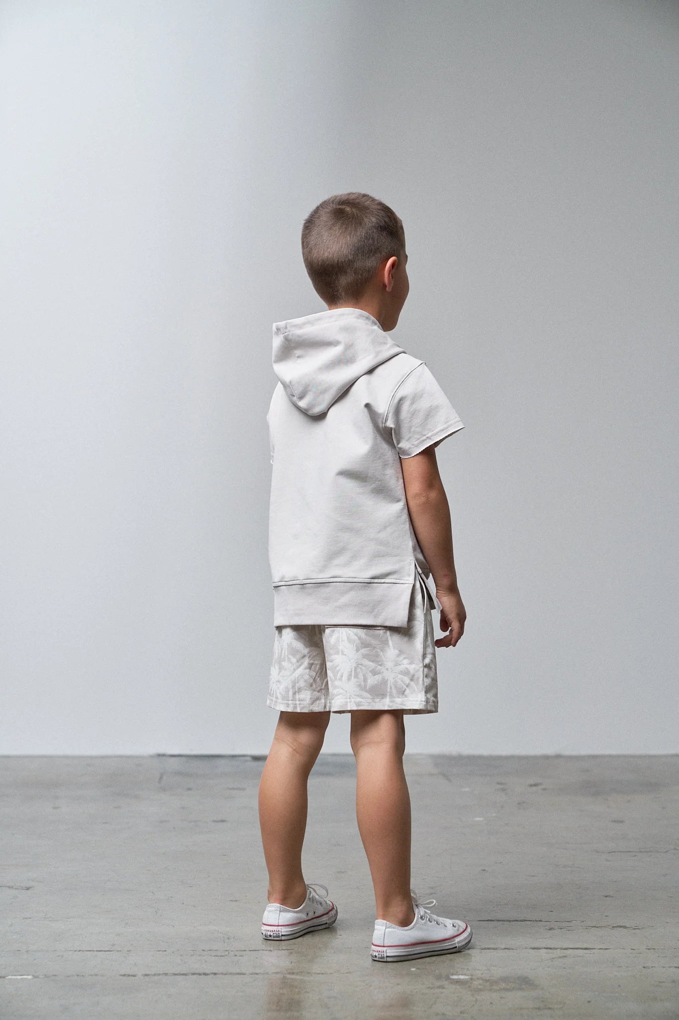 Short Sleeve Raw Edge Hoodie - Frost