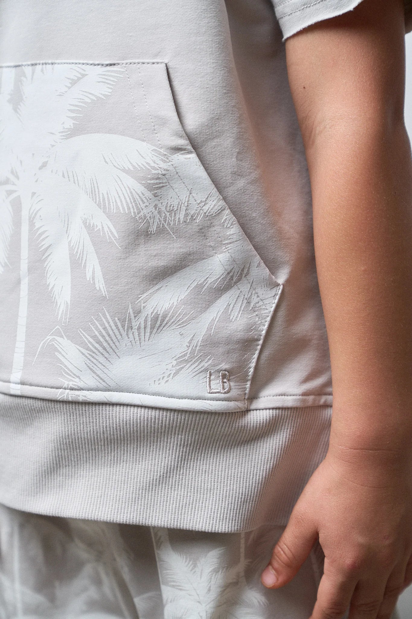 Short Sleeve Raw Edge Hoodie - Frost