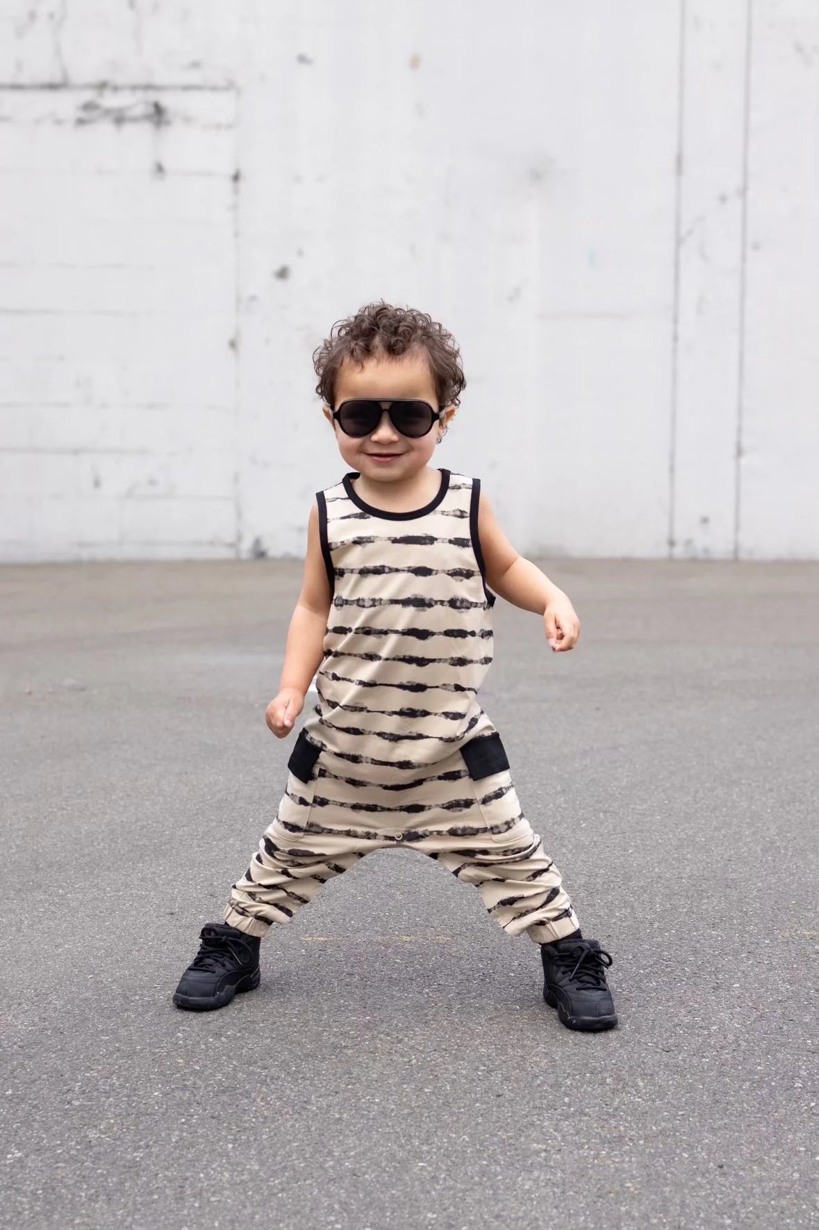 Static Stripe Tank Romper
