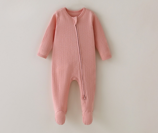 Pink Honeycomb Pointelle Footie