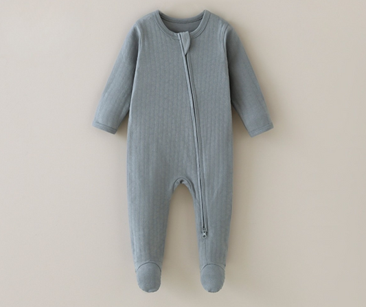 Blue Honeycomb Pointelle Footie
