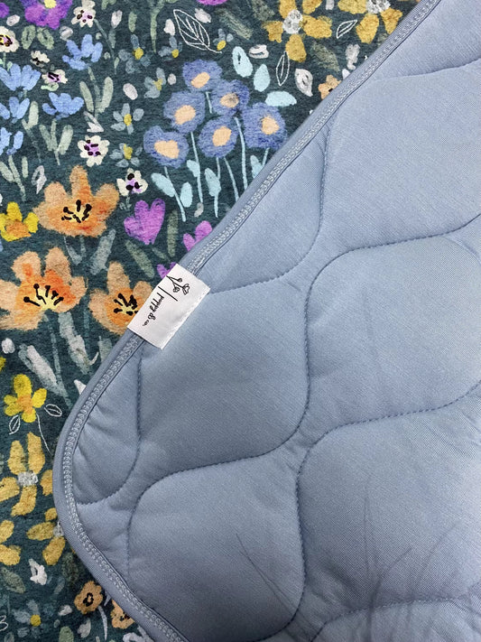 Teal Meadow Bamboo Quilted Blanket - 50 x 70 Inches