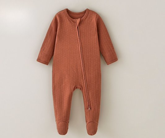 Brown Honeycomb Pointelle Footie