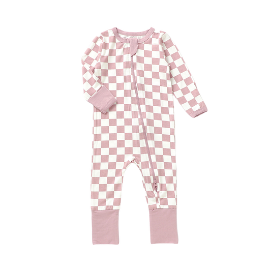 Pink Checker Convertible Footie