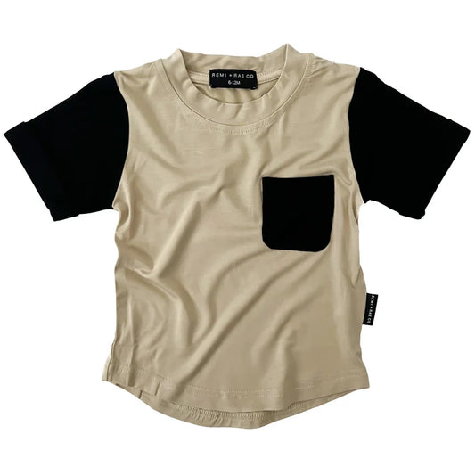 Pocket Tee - Sand Color Block