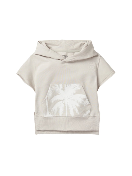 Short Sleeve Raw Edge Hoodie - Frost